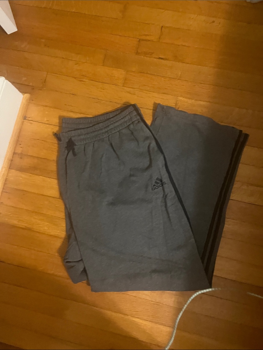 adidas Men's Dark Gray Jogger Sweatpants with Black Stripes